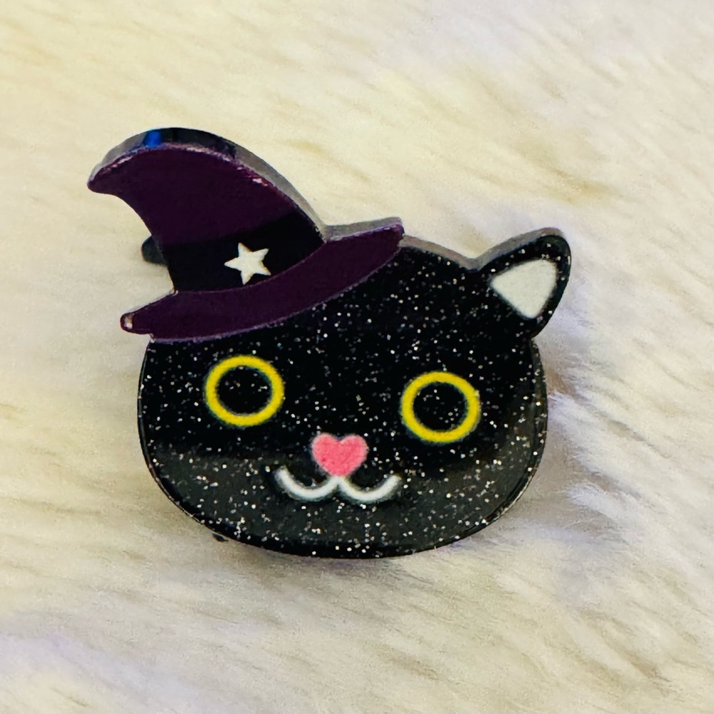 Hair Clip Black Cat Witch Hat for Kids